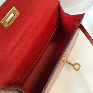 Hermes Kelly Bag Designer Hermes 19CM Shoulder Mini Bag Red 20454 - Default Title - View 9