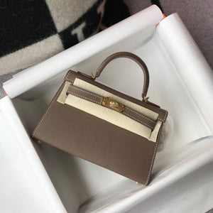 Hermes Kelly Bag Hermes 19CM Epsom Shoulder Mini Bag Dark gray 20461 - Default Title - View 1