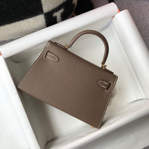Hermes Kelly Bag Hermes 19CM Epsom Shoulder Mini Bag Dark gray 20461 - Default Title - View 2
