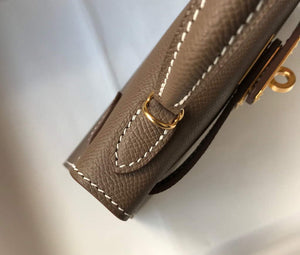 Hermes Kelly Bag Hermes 19CM Epsom Shoulder Mini Bag Dark gray 20461 - Default Title - View 8