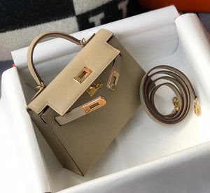 Hermes Kelly Bag Hermes 19CM Epsom Shoulder Mini Bag Apricot 20466 - Default Title - View 5