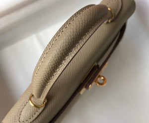 Hermes Kelly Bag Hermes 19CM Epsom Shoulder Mini Bag Apricot 20466 - Default Title - View 8