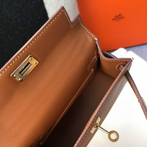 Hermes Kelly Bag Hermes 19CM Epsom Shoulder Mini Bag Tan 20467 - Default Title - View 9
