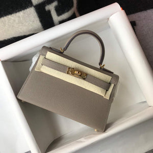 Hermes Kelly Bag Hermes 19CM Epsom Shoulder Mini Bag Gray 20468 - Default Title - View 1