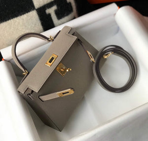 Hermes Kelly Bag Hermes 19CM Epsom Shoulder Mini Bag Gray 20468 - Default Title - View 5