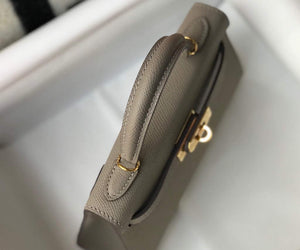 Hermes Kelly Bag Hermes 19CM Epsom Shoulder Mini Bag Gray 20468 - Default Title - View 7