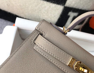Hermes Kelly Bag Hermes 19CM Epsom Shoulder Mini Bag Gray 20468 - Default Title - View 8