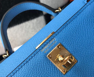 Hermes Kelly Bag Hermes 19CM Epsom Shoulder Mini Bag Middle blue 20469 - Default Title - View 6