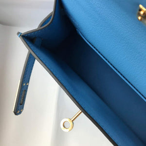 Hermes Kelly Bag Hermes 19CM Epsom Shoulder Mini Bag Middle blue 20469 - Default Title - View 9