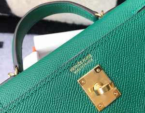 Hermes Kelly Bag Hermes 19CM Epsom Shoulder Mini Bag Green 20471 - Default Title - View 5