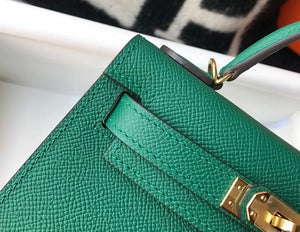 Hermes Kelly Bag Hermes 19CM Epsom Shoulder Mini Bag Green 20471 - Default Title - View 7