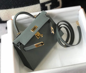 Hermes Kelly Bag Hermes 19CM Epsom Shoulder Mini Bag Dark gray 20474 - Default Title - View 4