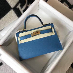 Hermes Kelly Bag Hermes 19CM Epsom Shoulder Mini Bag Blue 20476 - Default Title - View 1