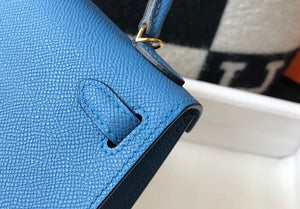 Hermes Kelly Bag Hermes 19CM Epsom Shoulder Mini Bag Blue 20476 - Default Title - View 5
