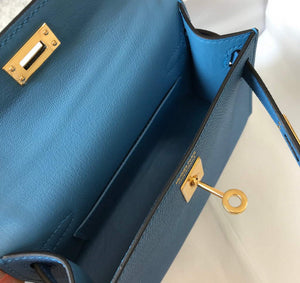 Hermes Kelly Bag Hermes 19CM Epsom Shoulder Mini Bag Blue 20476 - Default Title - View 9