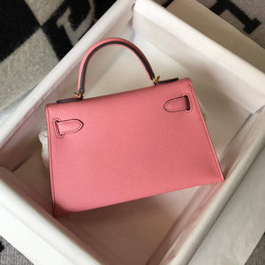 Hermes Kelly Bag Hermes 19CM Epsom Shoulder Mini Bag Pink 20477 - Default Title - View 3