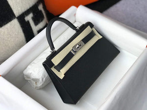 Hermes Kelly Bag Hermes 19CM Epsom Shoulder Mini Bag Black Silver buckle 20456 - Default Title - View 3