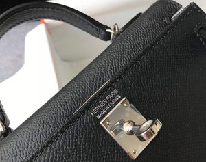 Hermes Kelly Bag Hermes 19CM Epsom Shoulder Mini Bag Black Silver buckle 20456 - Default Title - View 6