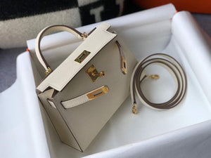 Hermes Kelly Bag Hermes 19CM Epsom Shoulder Mini Bag Beige Gold buckle 20458 - Default Title - View 5