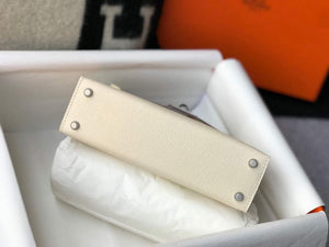 Hermes Kelly Bag Hermes 19CM Epsom Shoulder Mini Bag Beige Silver buckle 20457 - Default Title - View 4
