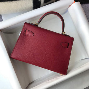 Hermes Kelly Bag Hermes 19CM Epsom Shoulder Mini Bag Wine red 20462 - Default Title - View 2