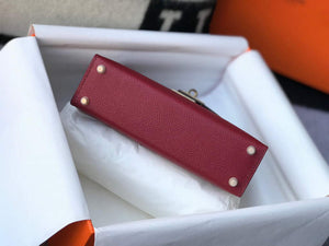 Hermes Kelly Bag Hermes 19CM Epsom Shoulder Mini Bag Wine red 20462 - Default Title - View 5