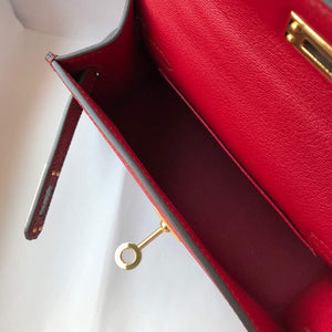 Hermes Kelly Bag Hermes 19CM Epsom Shoulder Mini Bag Wine red 20462 - Default Title - View 9
