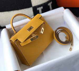 Hermes Kelly Bag Hermes 19CM Epsom Shoulder Mini Bag Yellow 20463 - Default Title - View 3