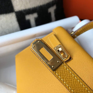 Hermes Kelly Bag Hermes 19CM Epsom Shoulder Mini Bag Yellow 20463 - Default Title - View 6