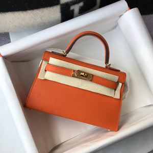 Hermes Kelly Bag Hermes 19CM Epsom Shoulder Mini Bag Orange 20464 - Default Title - View 1