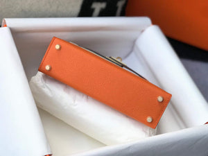 Hermes Kelly Bag Hermes 19CM Epsom Shoulder Mini Bag Orange 20464 - Default Title - View 4
