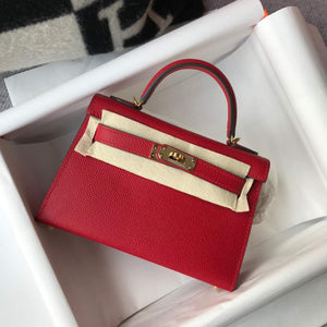 Hermes Kelly Bag Hermes 19CM Epsom Shoulder Mini Bag Red 20465 - Default Title - View 1