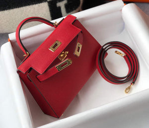 Hermes Kelly Bag Hermes 19CM Epsom Shoulder Mini Bag Red 20465 - Default Title - View 5