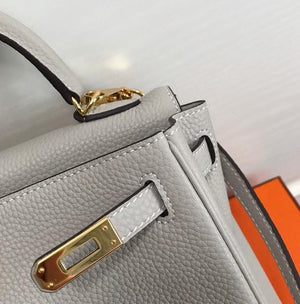 Hermes Kelly Danse 20308 Designer Tote Shoulder Strap Bag Gray - luxibagsmall