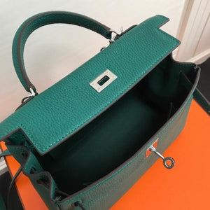 Hermes Kelly Danse 20312 Designer Tote Shoulder Strap Bag Dark Green - luxibagsmall
