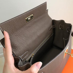 Hermes Kelly Danse 20317 Designer Tote Shoulder Strap Bag Dark Gray - luxibagsmall