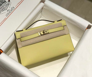 Hermes Kelly Pouchette Swift Leather clutch bag Gold H230272 - Default Title - View 1