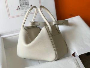 Hermes Lindy 26cm Designer Tote Shoulder Bags Wihte Silver - luxibagsmall