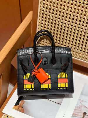 Hermes Mini Birkin Tote Bag Sac Faubourg Black Matte Alligator Black Hardware 20CM H28501 - Default Title - View 2