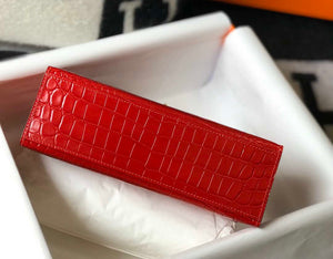 Hermes Mini Kelly Pouchette Crocodile Leather H230235 Red - Default Title - View 3