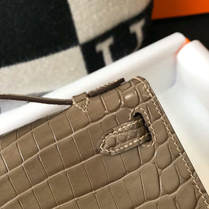 Hermes Mini Kelly Pouchette Crocodile Leather H230237 Oragano - Default Title - View 6