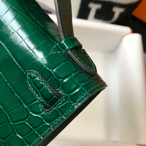 Hermes Mini Kelly Pouchette Crocodile Leather H230238 Green - Default Title - View 6