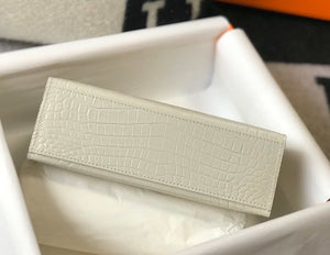 Hermes Mini Kelly Pouchette Crocodile Leather H230239 White - Default Title - View 3