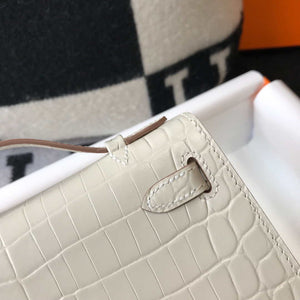Hermes Mini Kelly Pouchette Crocodile Leather H230239 White - Default Title - View 6