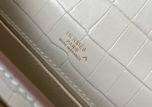 Hermes Mini Kelly Pouchette Crocodile Leather H230239 White - Default Title - View 8
