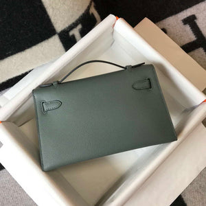 Hermes Mini Kelly Pouchette Epsom Leather H230231 Almond green - Default Title - View 2
