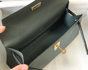 Hermes Mini Kelly Pouchette Epsom Leather H230231 Almond green - Default Title - View 9