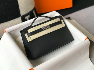 Hermes Mini Kelly Pouchette Epsom Leather H230240 Black Silver - Default Title - View 2