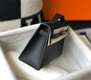 Hermes Mini Kelly Pouchette Epsom Leather H230240 Black Silver - Default Title - View 3