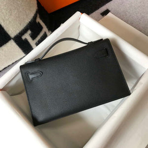 Hermes Mini Kelly Pouchette Epsom Leather H230240 Black Silver - Default Title - View 5